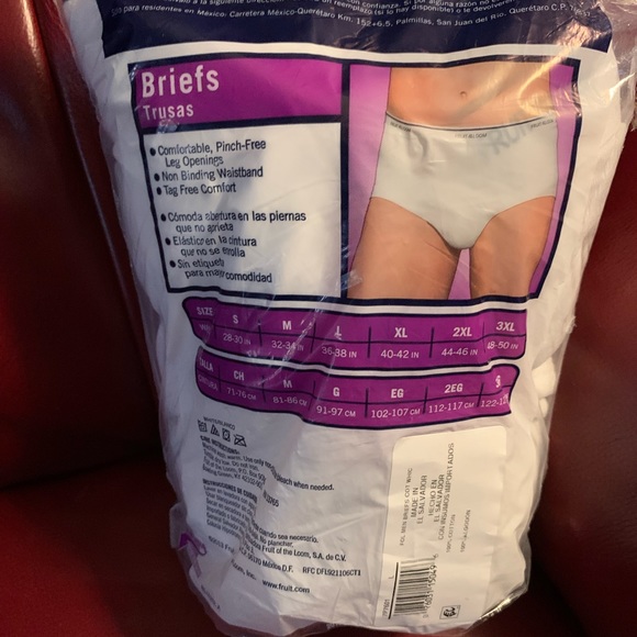 New! FRUIT OF THE LOOM Men’s Briefs 7 Pk White Large 36-38 Underwear - Picture 6 of 6
